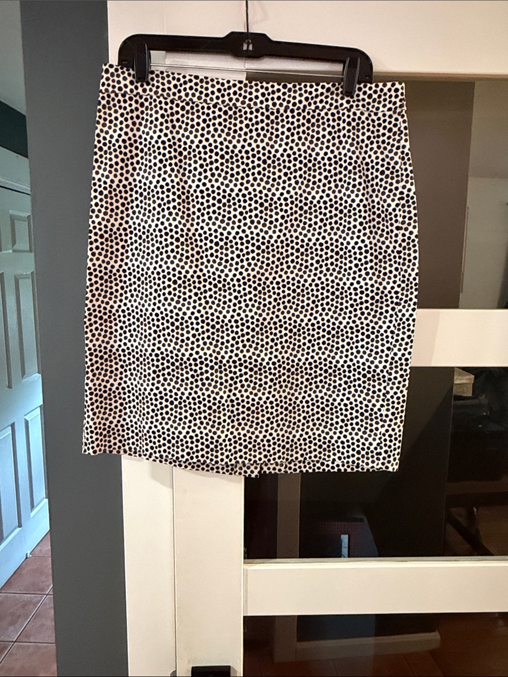 J. Crew Black and White Polka Dot Pencil Skirt